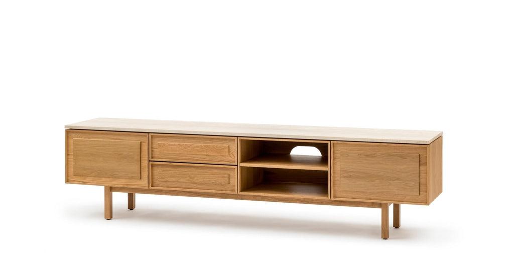 Yorke 220 Entertainment Unit - Light Oak & Travertine.