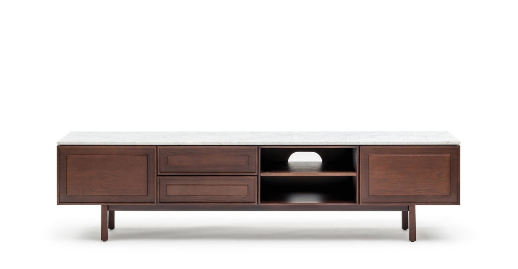 Yorke 220 Entertainment Unit - Smoked Oak & Bianca Carrara.