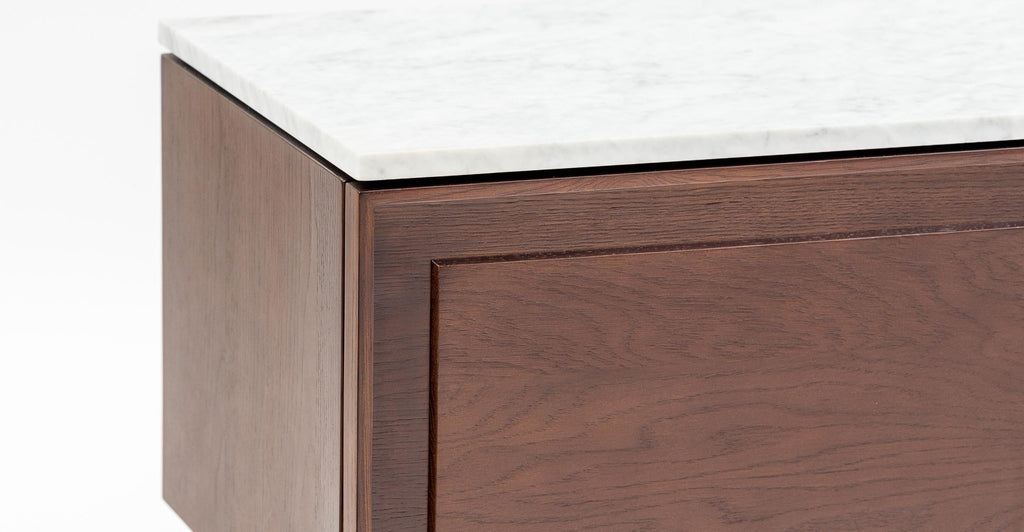 Yorke 220 Entertainment Unit - Smoked Oak & Bianca Carrara.