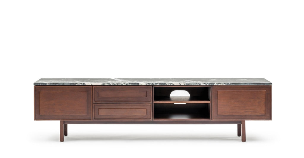 Yorke 220 Entertainment Unit - Smoked Oak & Nero Perlato.