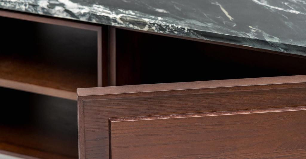 Yorke 220 Entertainment Unit - Smoked Oak & Nero Perlato.