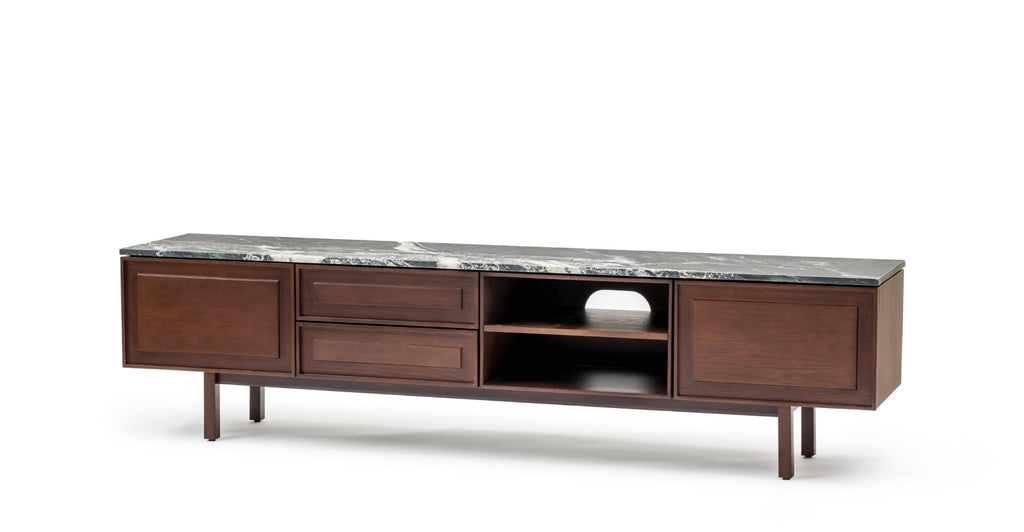 Yorke 220 Entertainment Unit - Smoked Oak & Nero Perlato.