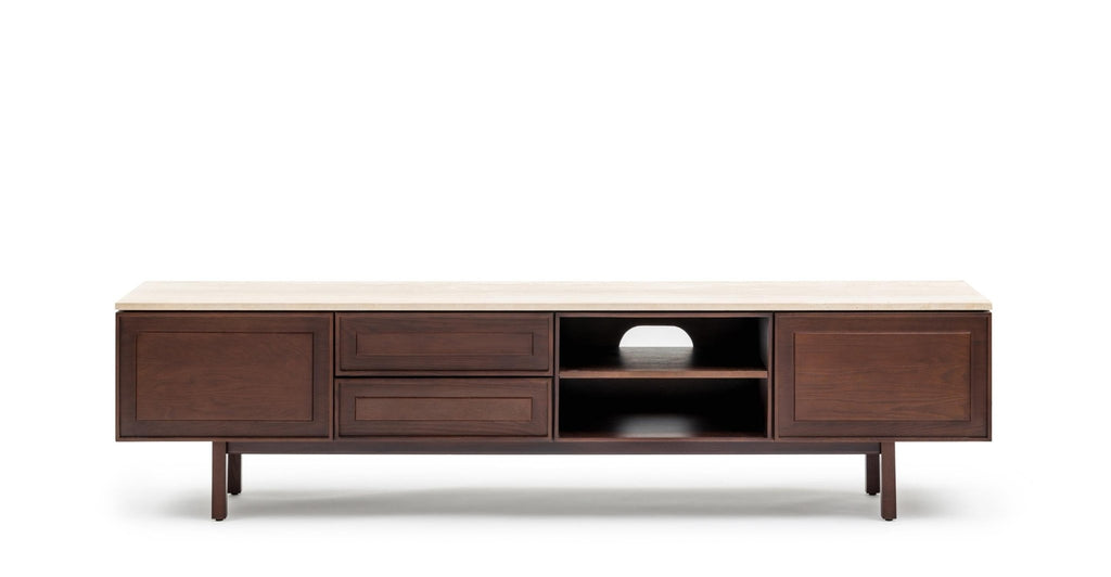 Yorke 220 Entertainment Unit - Smoked Oak & Travertine.