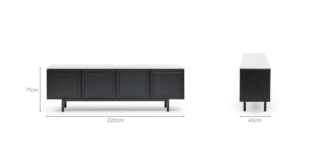 Yorke 220 Sideboard - Black Oak & Bianca Carrara.