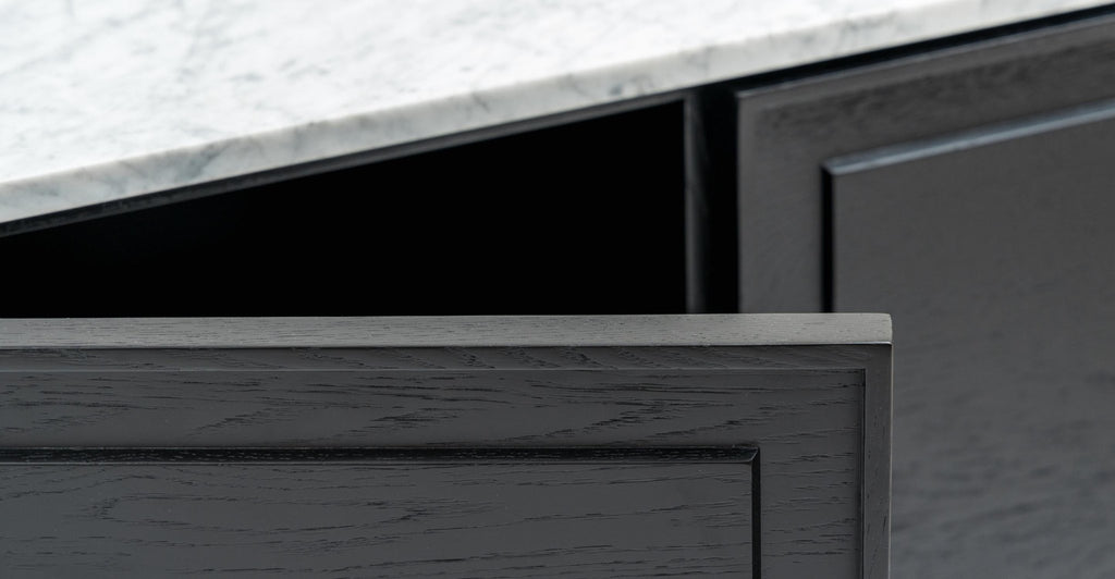 Yorke 220 Sideboard - Black Oak & Bianca Carrara.