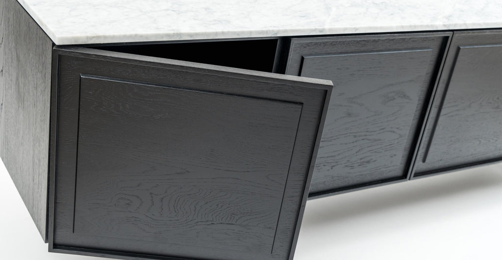 Yorke 220 Sideboard - Black Oak & Bianca Carrara.