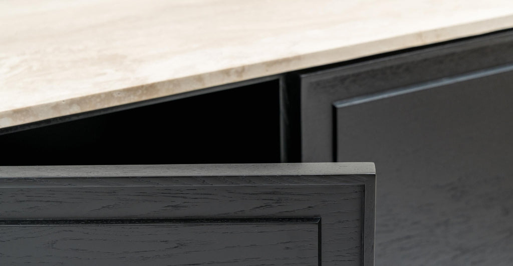 Yorke 220 Sideboard - Black Oak & Travertine.