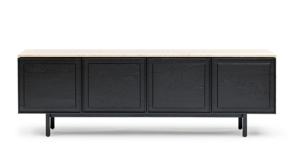 Yorke 220 Sideboard - Black Oak & Travertine.