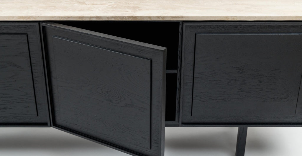 Yorke 220 Sideboard - Black Oak & Travertine.