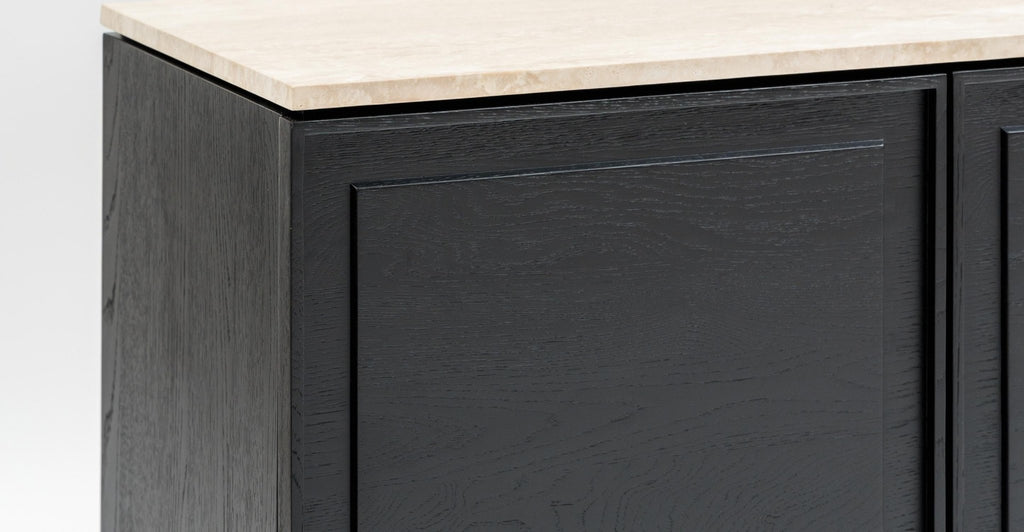 Yorke 220 Sideboard - Black Oak & Travertine.