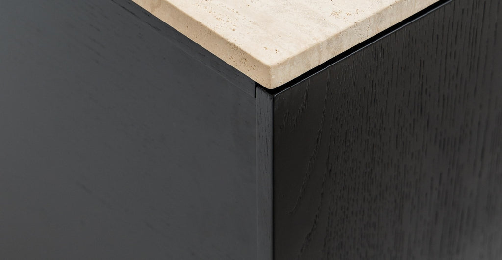 Yorke 220 Sideboard - Black Oak & Travertine.