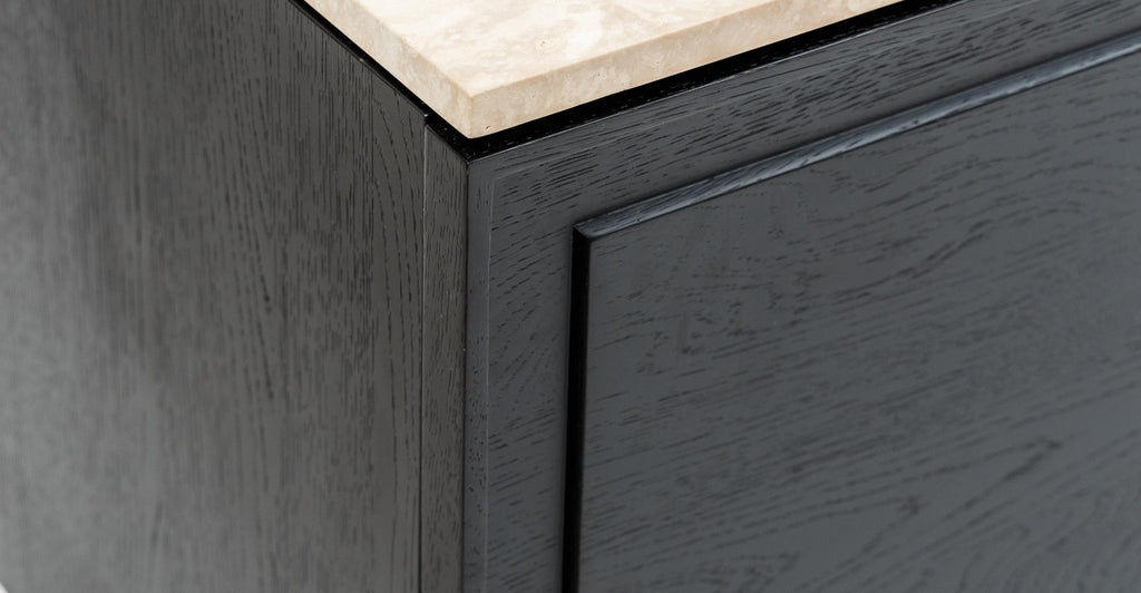 Yorke 220 Sideboard - Black Oak & Travertine.