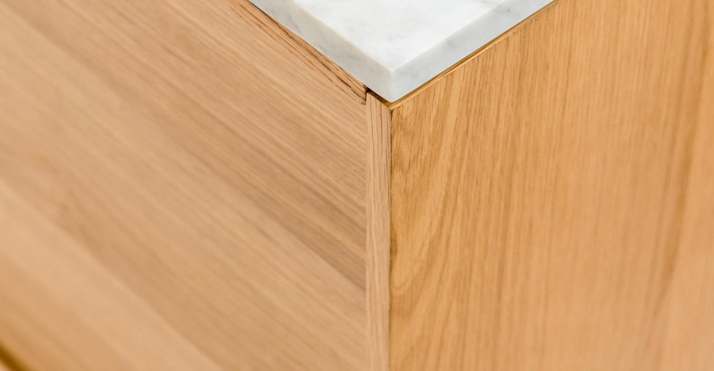 Yorke 220 Sideboard - Light Oak & Bianca Carrara.