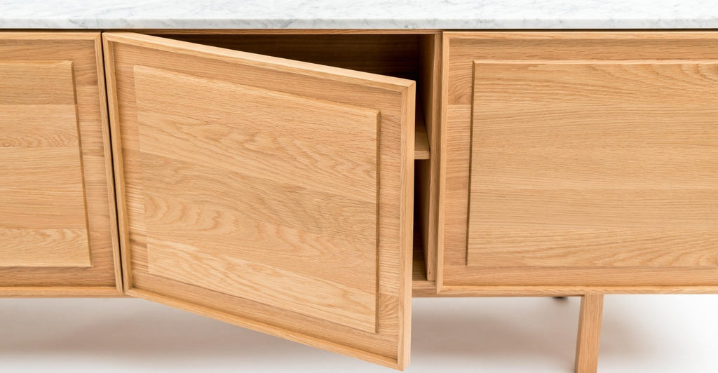 Yorke 220 Sideboard - Light Oak & Bianca Carrara.