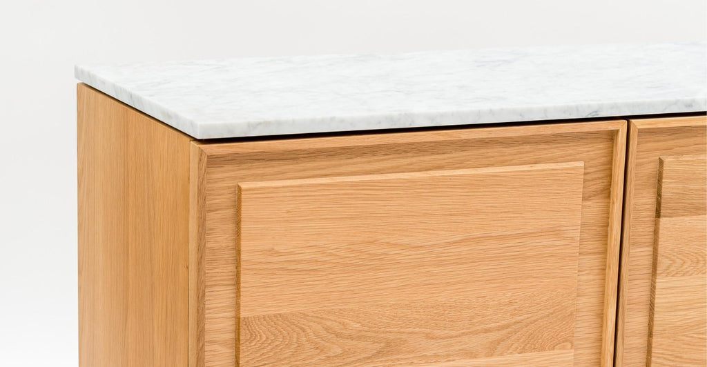 Yorke 220 Sideboard - Light Oak & Bianca Carrara.