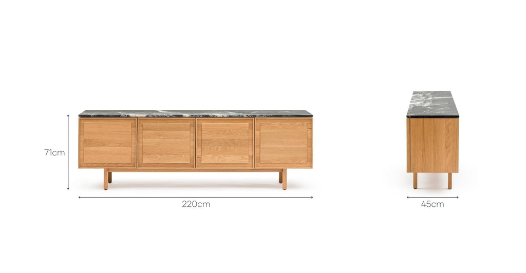 Yorke 220 Sideboard - Light Oak & Nero Perlato.