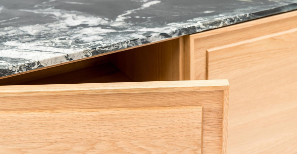 Yorke 220 Sideboard - Light Oak & Nero Perlato.