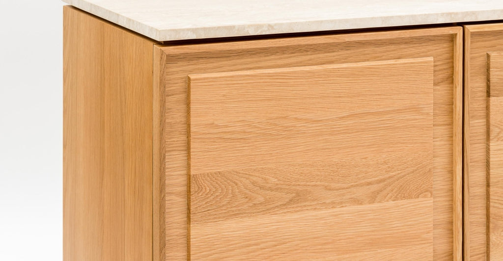 Yorke 220 Sideboard - Light Oak & Travertine.