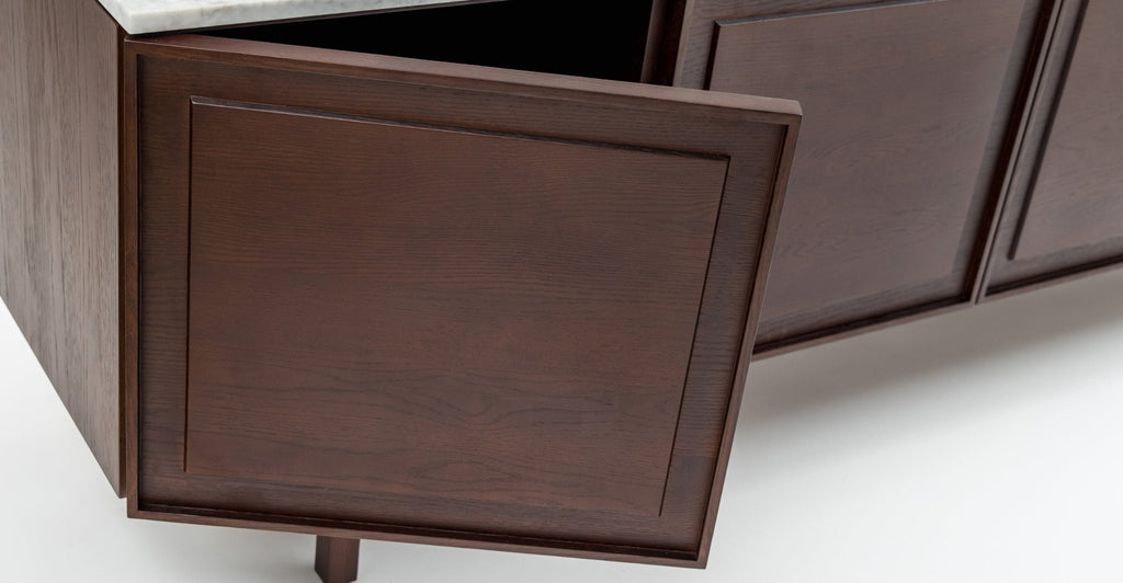 Yorke 220 Sideboard - Smoked Oak & Bianca Carrara.