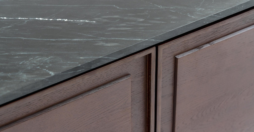 Yorke 220 Sideboard - Smoked Oak & Nero Perlato.