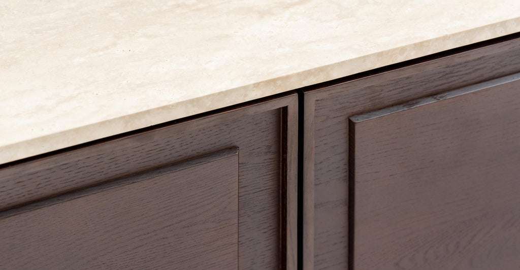 Yorke 220 Sideboard - Smoked Oak & Travertine.