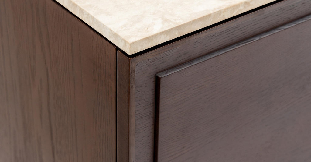 Yorke 220 Sideboard - Smoked Oak & Travertine.