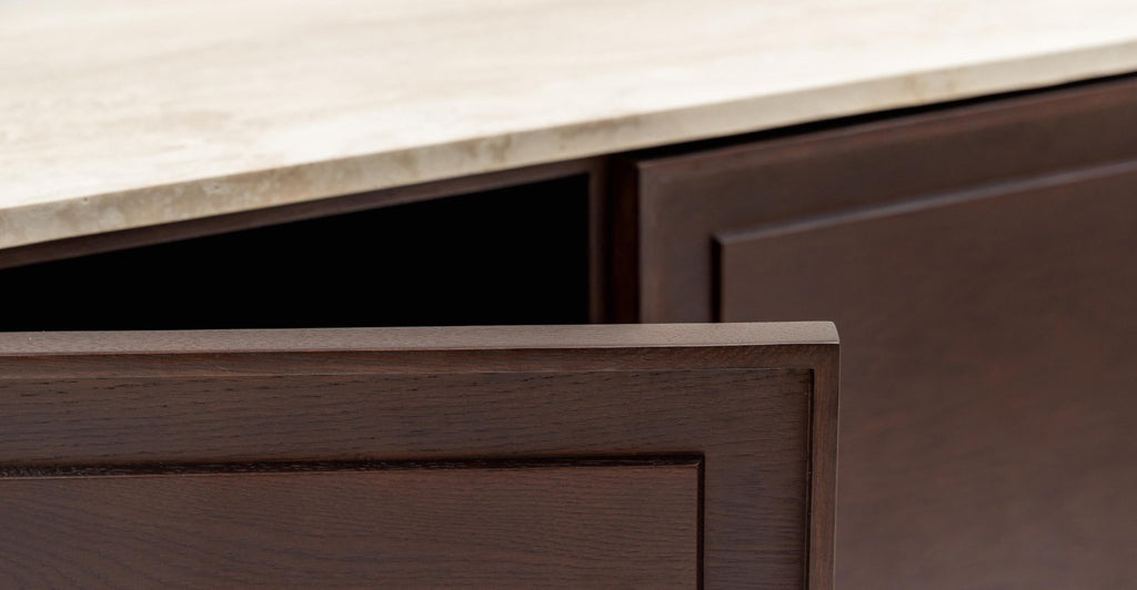 Yorke 220 Sideboard - Smoked Oak & Travertine.